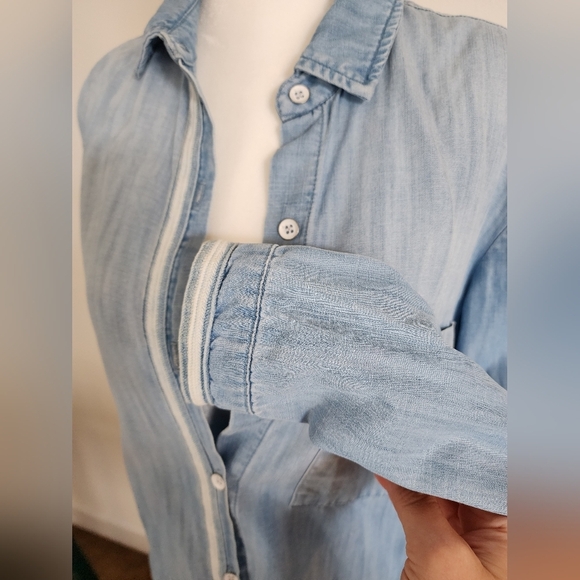 Bella Dahl Chambray Button Down Shirt  size SX fourth of July- Americana - Picture 2 of 7